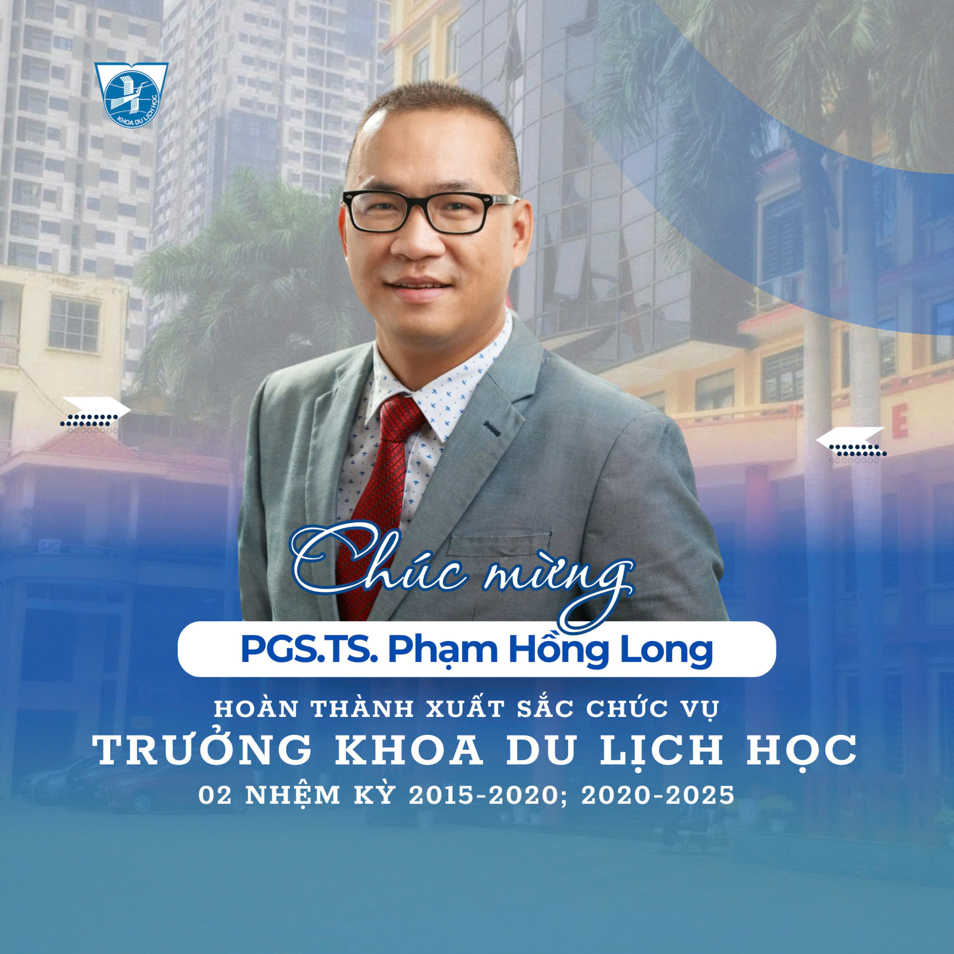 CHÚC MỪNG NGUYÊN TRƯỞNG KHOA DU LỊCH HỌC 02 NHIỆM KỲ (2015-2020, 2020-2025) HOÀN THÀNH XUẤT SẮC NHIỆM VỤ
